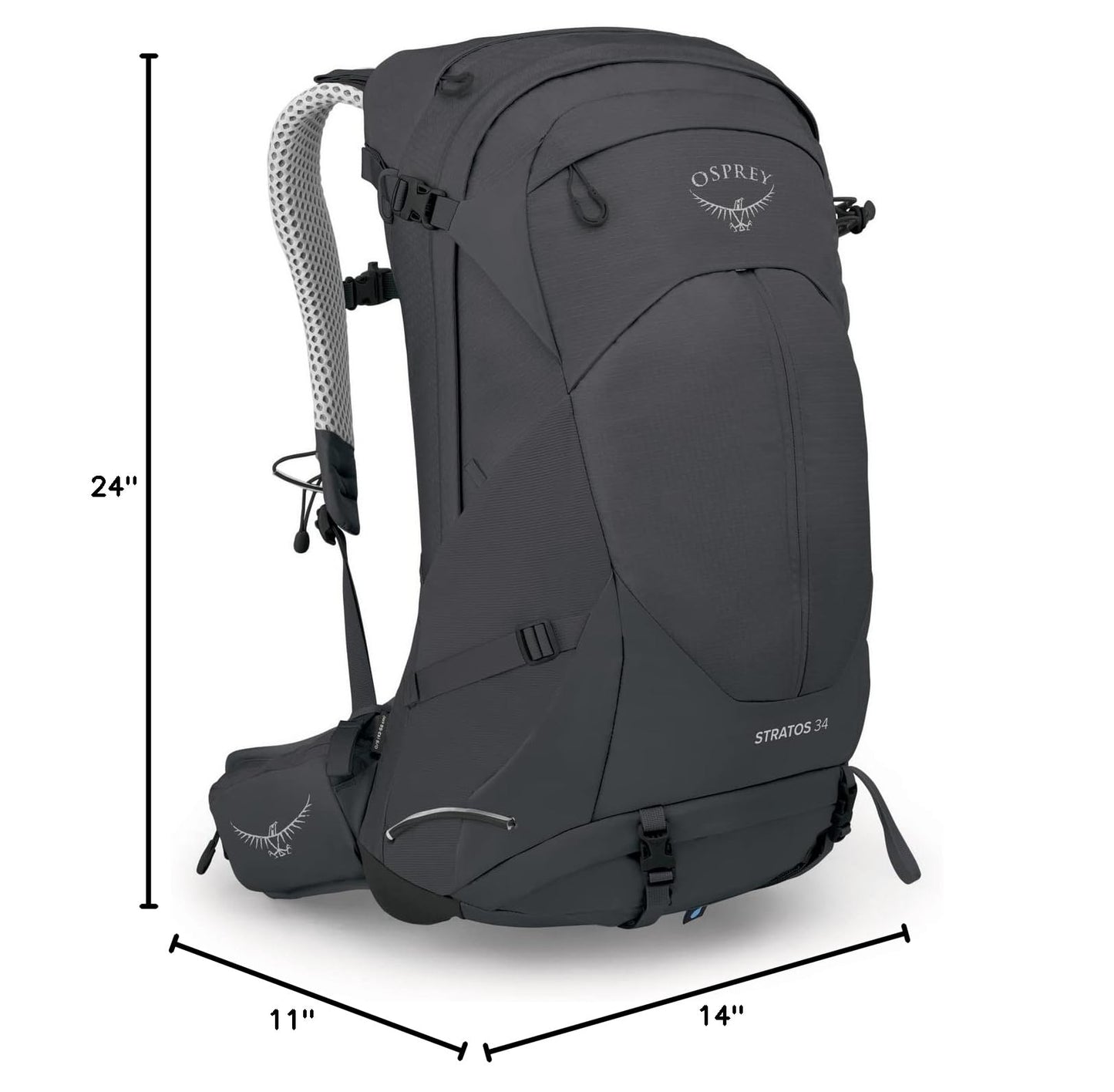 Mochila de senderismo Osprey Stratos 34L para hombre, ligera y ventilada, con funda impermeable y sistema AirSpeed - YETEK