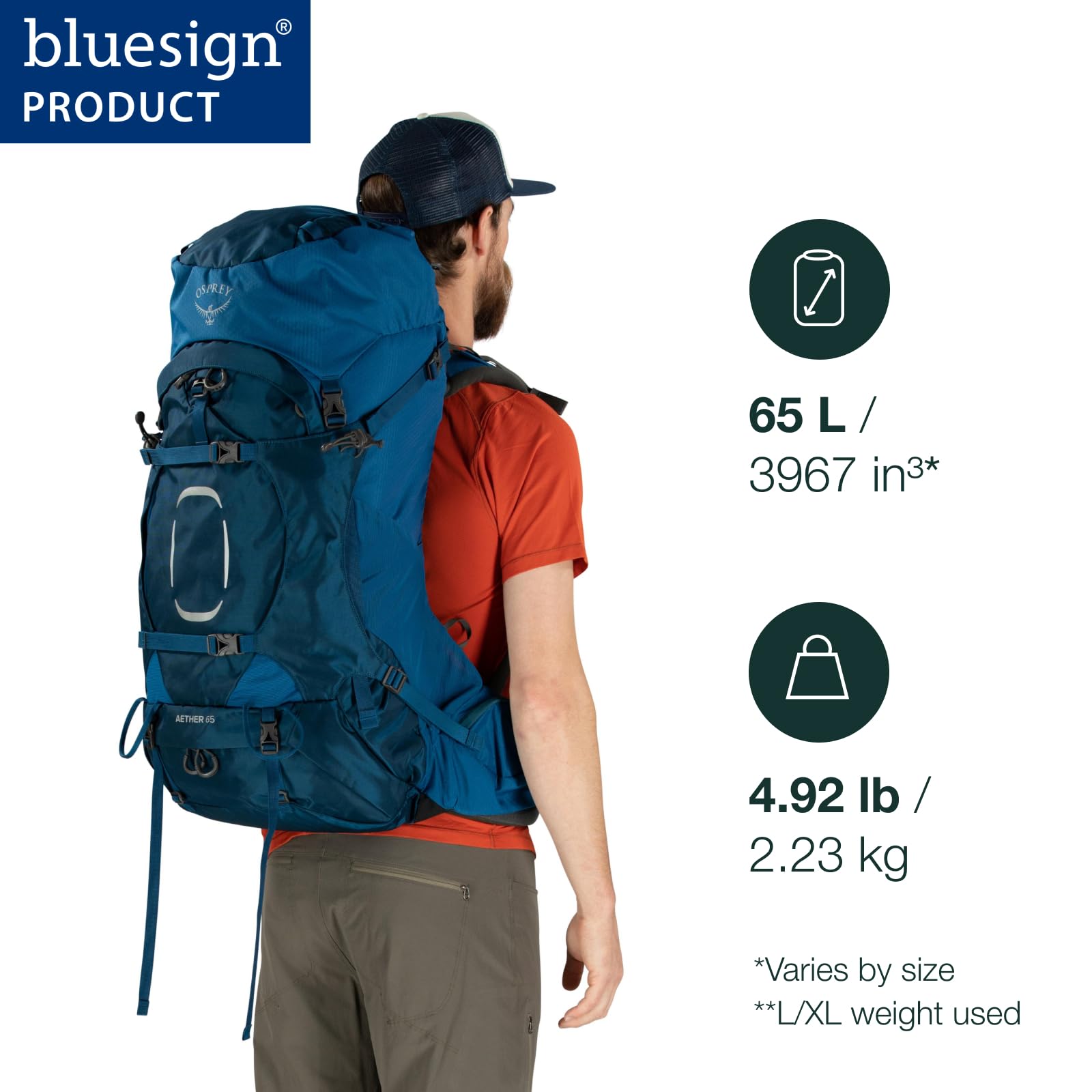 Mochila de Mochilero para Hombre Osprey Aether 65L – Verde Garlic Mustard, Talla S/M - YETEK