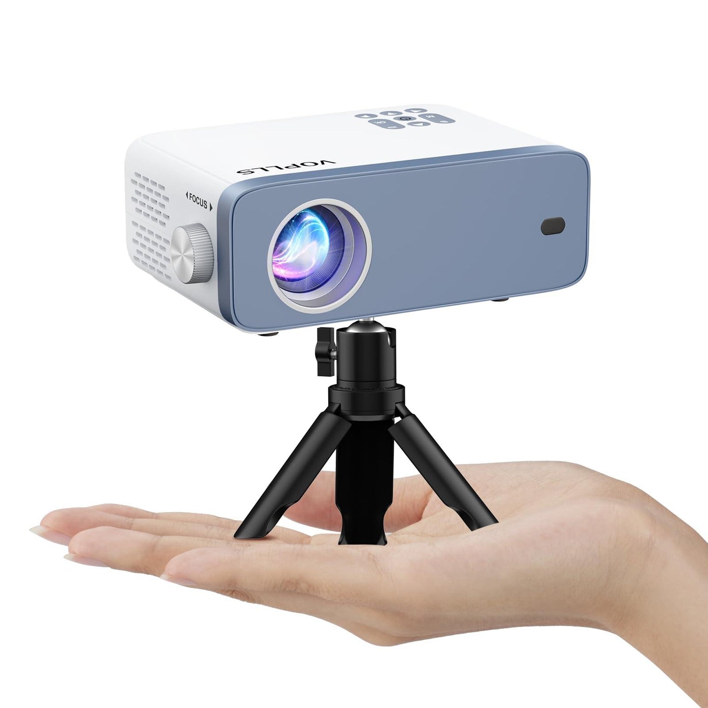 Mini Proyector VOPLLS 1080P Full HD, Proyector de Video Portátil para Cine en Casa Interior y Exterior, Zoom 50%, Compatible con HDMI, USB, AV, Smartphone/Tablet/Laptop (Proyector Pequeño) - YETEK