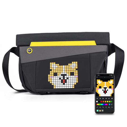 Divoom Sling Bag-V con Control por App, Mochila Bandolera LED para Hombre, Arte Pixel DIY, Impermeable, para Fiesta, Festival - YETEK