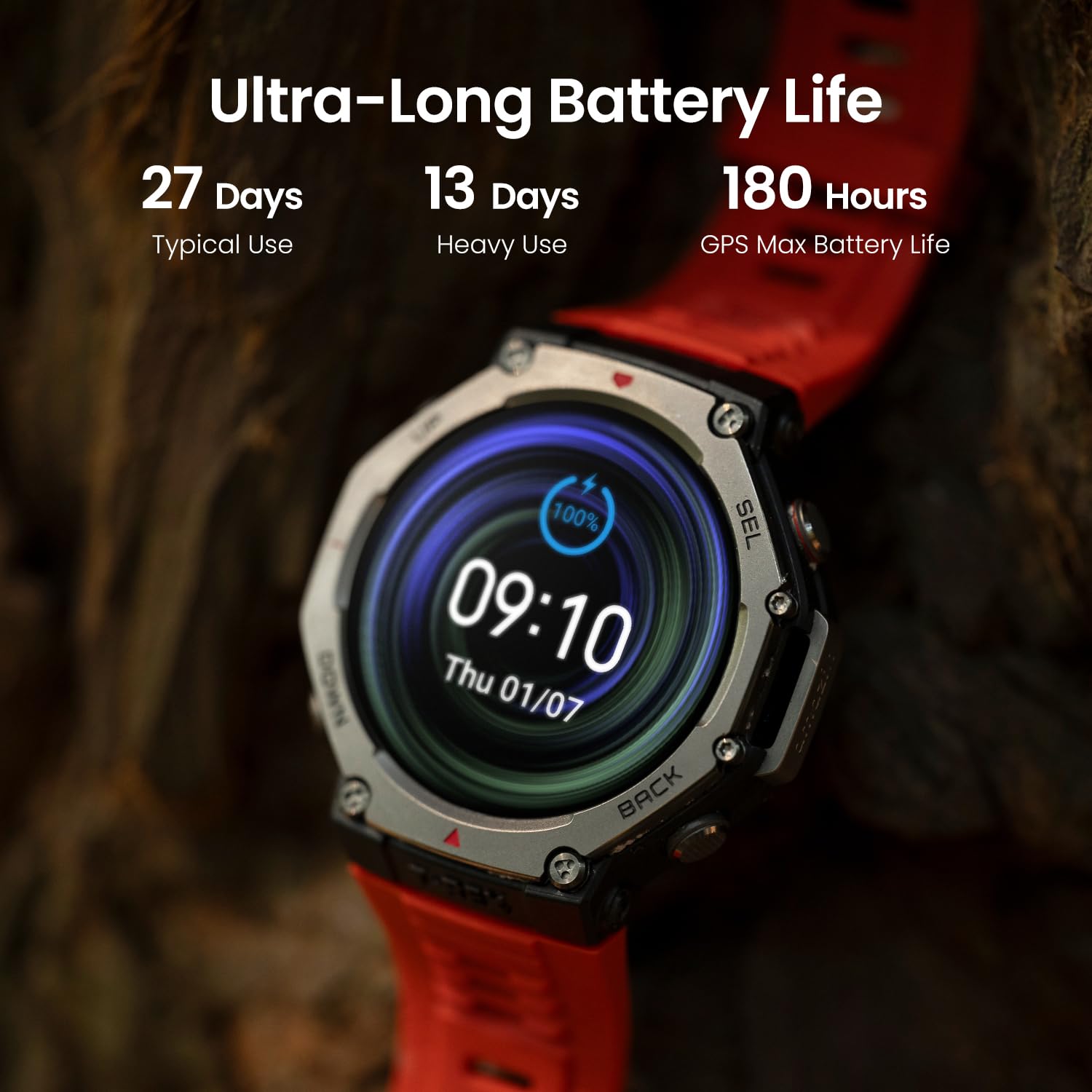 Amazfit T-Rex 3 Reloj Inteligente Militar de 48mm con GPS, Mapas Offline y Batería de Larga Duración - YETEK