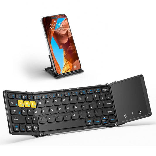 Teclado Bluetooth Plegable Artciety: Portátil, Touchpad Grande, 3 Dispositivos - YETEK