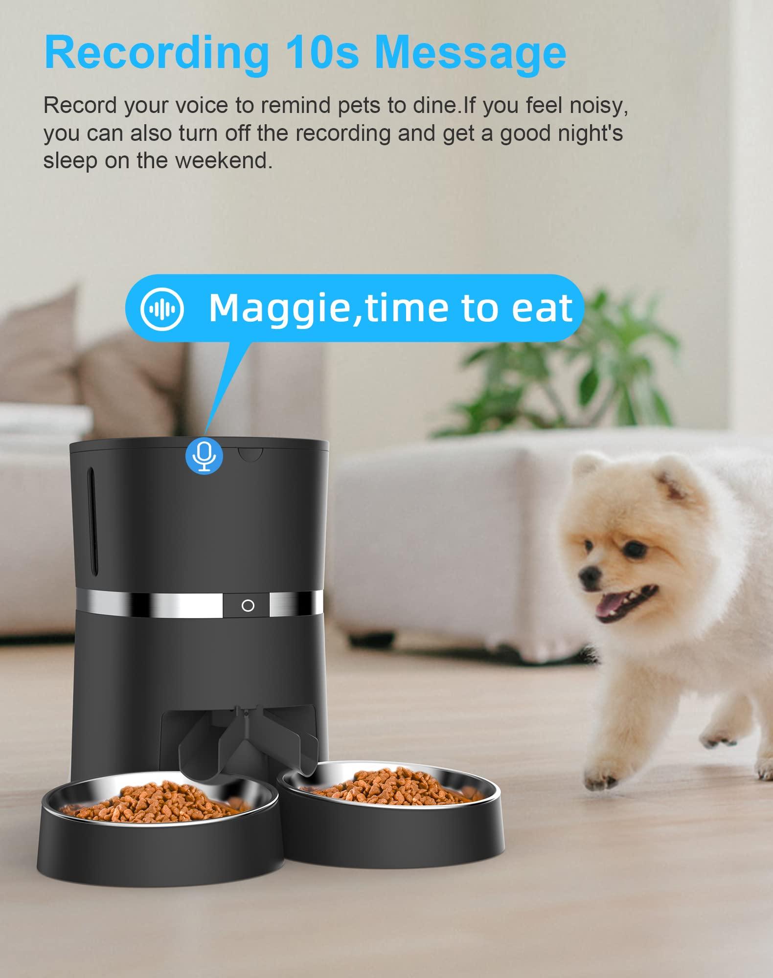 Alimentador Automático Inteligente para Gatos y Perros WellToBe con WiFi, Control por App, Separador de Comida y Dos Cuencos, Grabadora de Voz, Alarmas de Distribución, Control de Porciones - YETEK