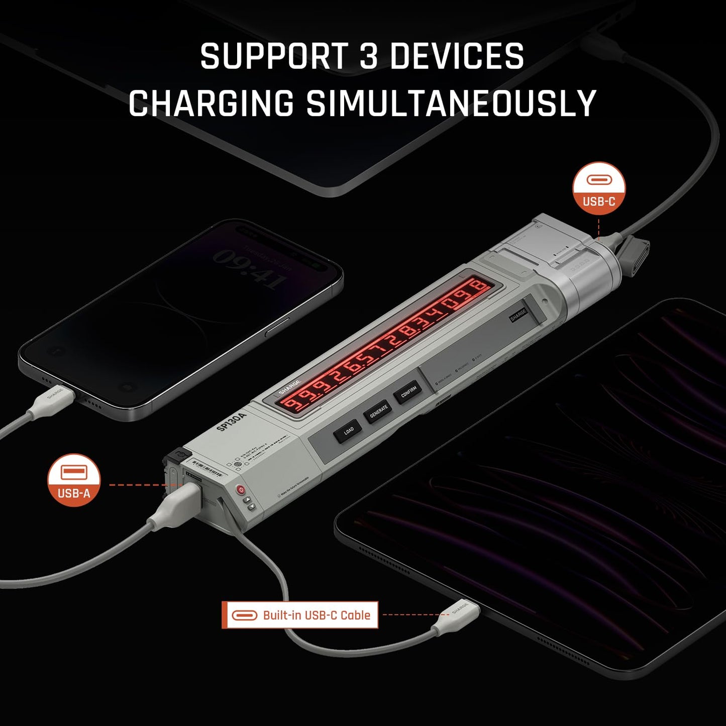 Batería Portátil 10000mAh, 3 Salidas, Carga Rápida - Sharge Internet Host Key - YETEK