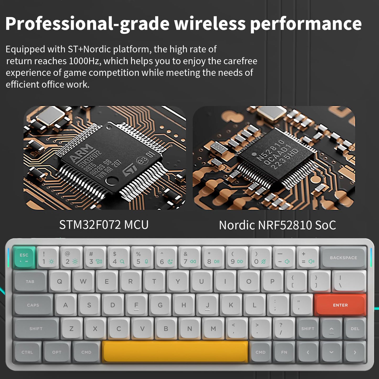 Teclado Mecánico Inalámbrico NuPhy Air60 V2 - Compacto, Bajo Perfil, RGB y Bluetooth 5.1 | Windows/macOS/Linux