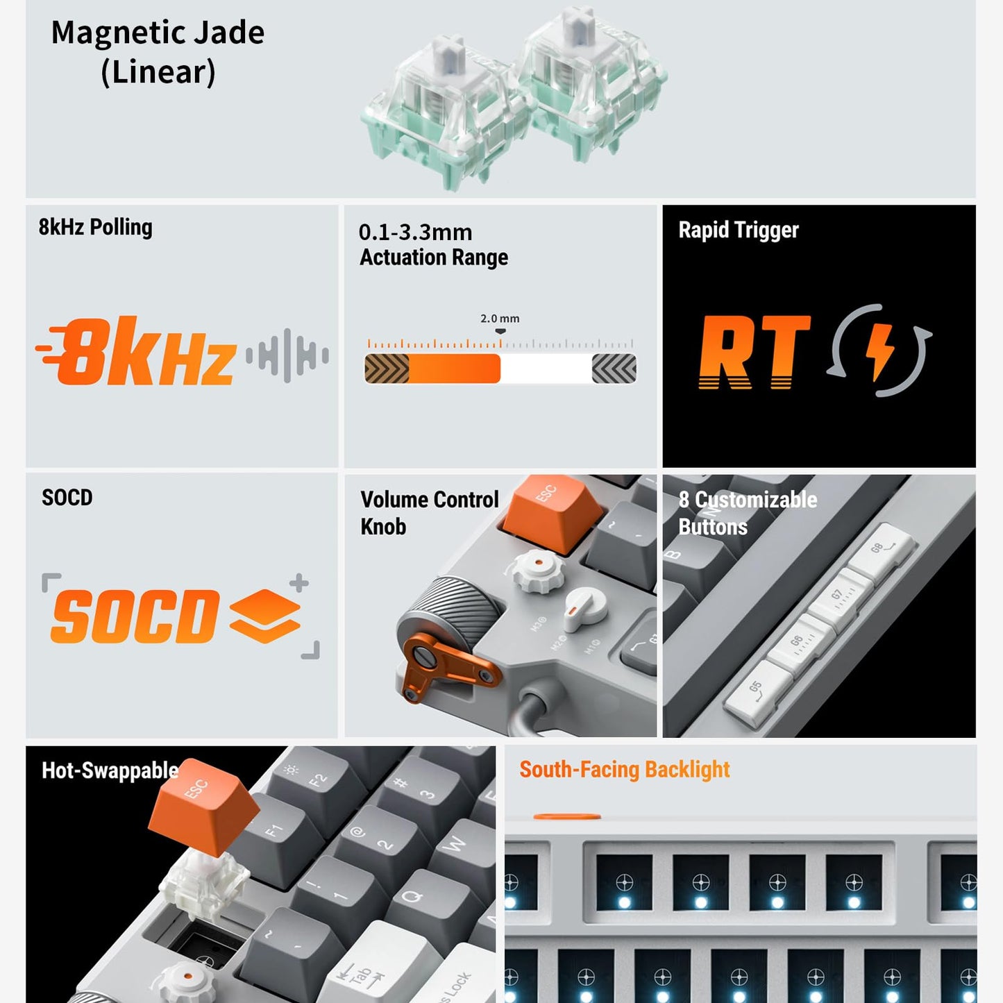 Teclado Mecánico NuPhy Field75 HE Gaming con Interruptores Magnéticos, Ajuste de Activación y RGB – Experiencia Gamer de Alto Rendimiento