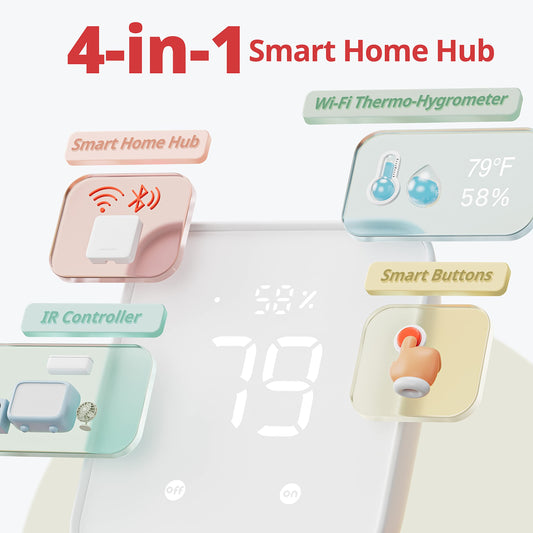 SwitchBot Hub 2 (2nd Gen) Termómetro e Higrómetro WiFi, Control Remoto IR Inteligente, Compatible con Alexa y Google Assistant - YETEK