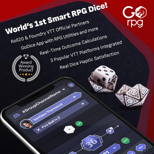 GoDice D20 Connected – El Primer Dado Poliédrico Conectado del Mundo para Juegos de Rol en Línea. Conexión con Roll20, Foundry VTT y Discord. Dado Físico, Cálculos en Tiempo Real. Tecnología Innovadora - YETEK