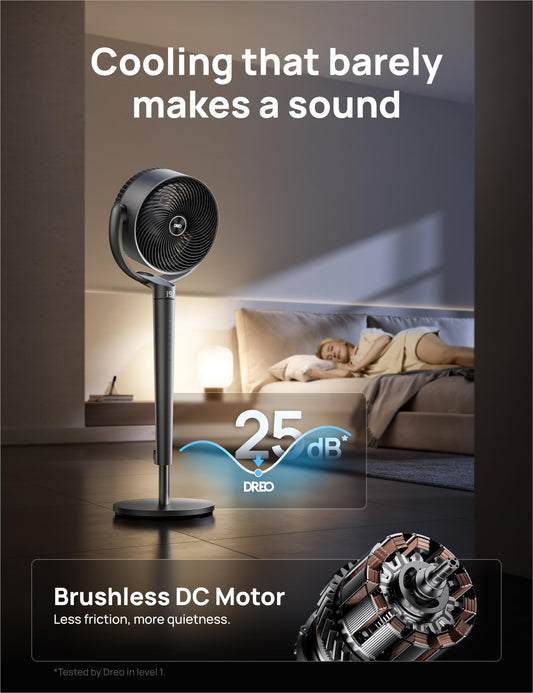 Dreo 43" Smart Pedestal Fan | Omnidirectional Oscillation, 9 Speeds, App and Voice Control