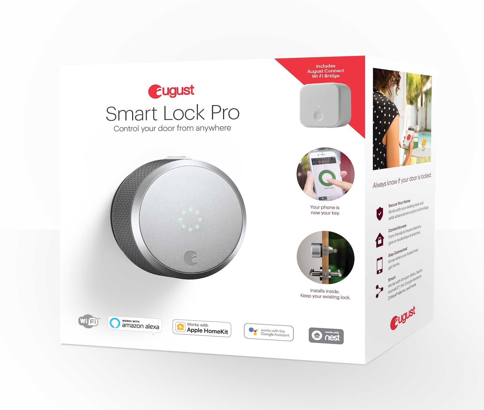 August Home Smart Lock Pro + Connect Hub: Cerradura inteligente Wi-Fi - YETEK