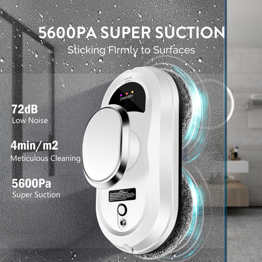 CHOVERY Smart Window Cleaner Robot, 5600Pa Strong Suction, Remote Control, Advanced Safety